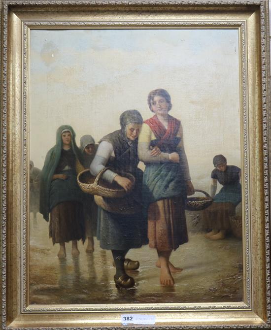 French School Fisherwomen on the shore 66 x 51cm